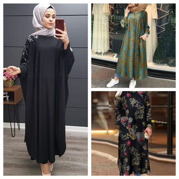 Pack of 3 Premium Georgette Abaya with Stoles All Sizes Available l Article 3281