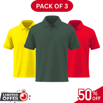Pack of 3 | 50% OFF Men's Stylish Polo T-Shirts | Article#1001