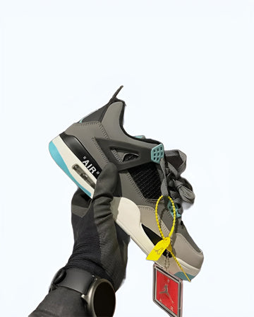 AIR JORDAN 4 - Retro - Gray with Blue.