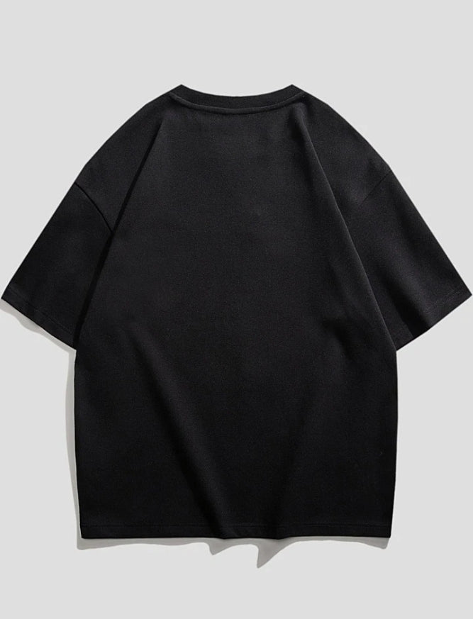 Men's One Letter Printed Round Neck Drop Shoulder.