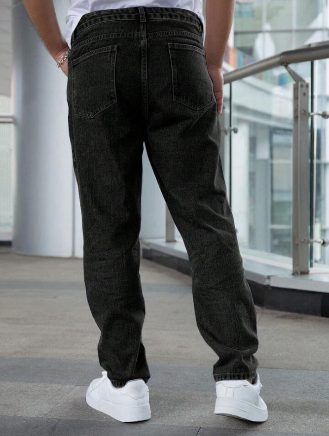 Men's Casual Loose Fit Straight Leg Jeans With Pockets