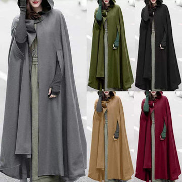 women's stylish long cape cloak hooded Coat Hoodies PonchomWarm Cosplay Outwear Windbreaker CH-330