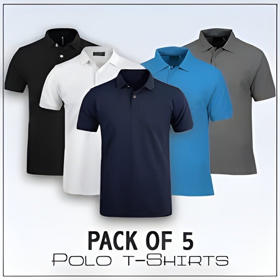 Pack of 5 | 50% OFF Men's Stylish Polo T-Shirts