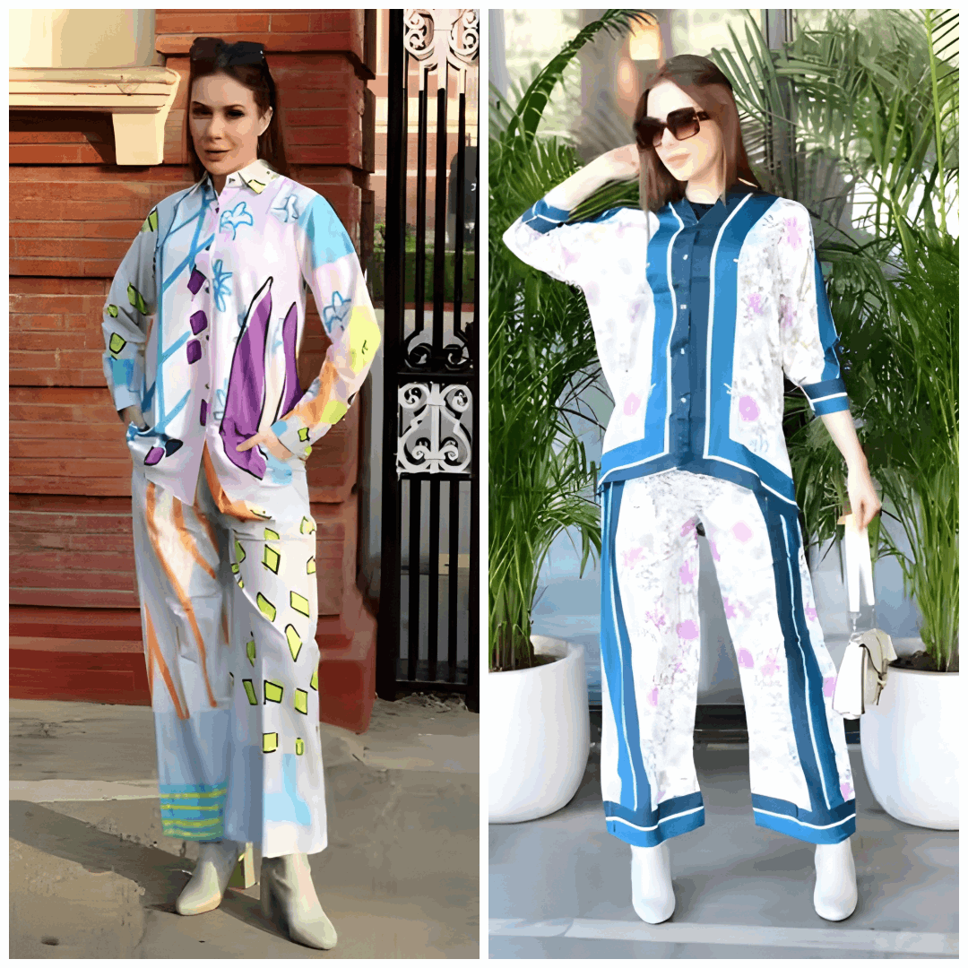 Buy 1 Get 1 Free - Chic Casual Floral Print Coord Two-Piece Set with Pants | Western Style Cotton Summer Suit 76384 (40% Off Super Summer Sale!