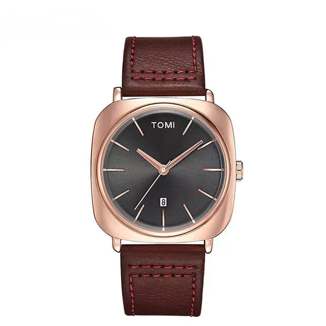 Men's TOMI T-084 Watch Quartz Date Leather Strap