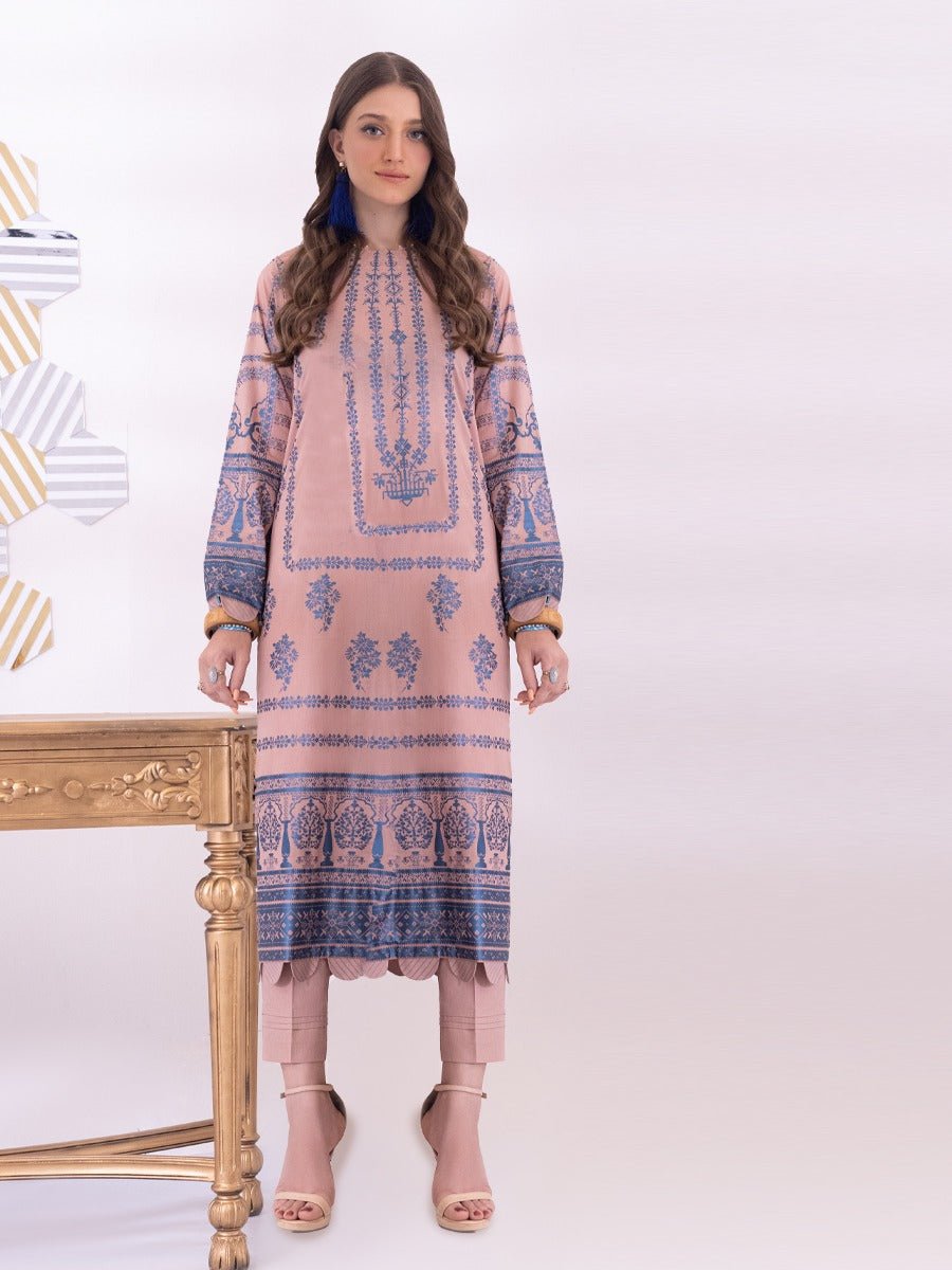 1 & Get 1 Free - Unstitched 2pc Printed Lawn Shirt Dyed Cambric Trouser - Sana Sara Article 215