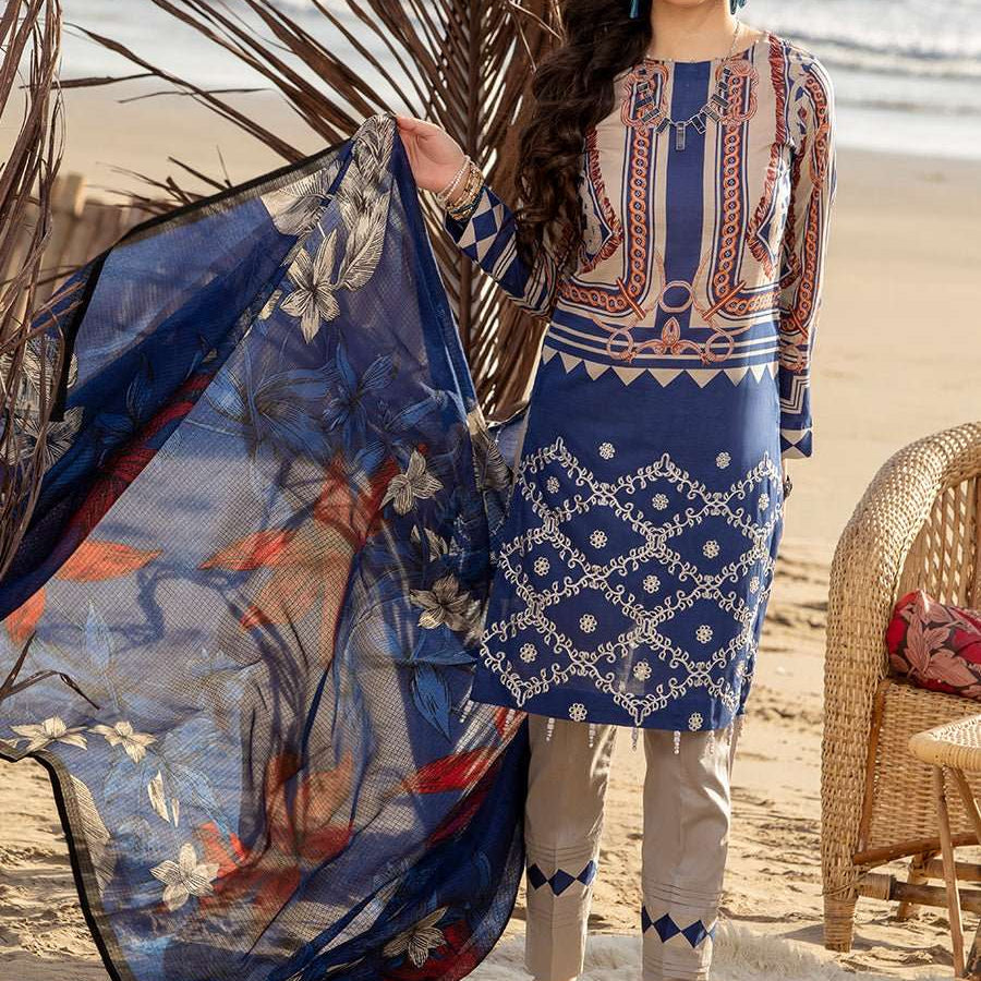 1 & Get 1 Free - Unstitched 3pc Printed Embroidered Lawn Shirt with Chiffon Printed Dupatta Article 307