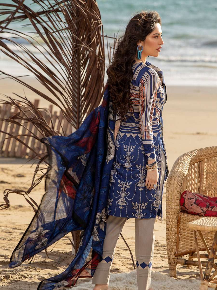 1 & Get 1 Free - Unstitched 3pc Printed Embroidered Lawn Shirt with Chiffon Printed Dupatta Article 307