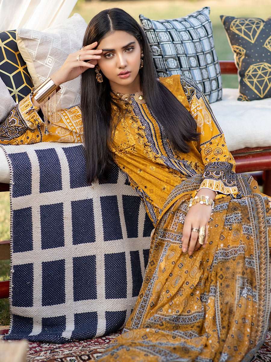 1 & Get 1 Free - Unstitched 3pc Printed Embroidered Lawn Shirt with Printed Chiffon Dupatta & Dyed Cambric Trouser - Z'ure Article 310
