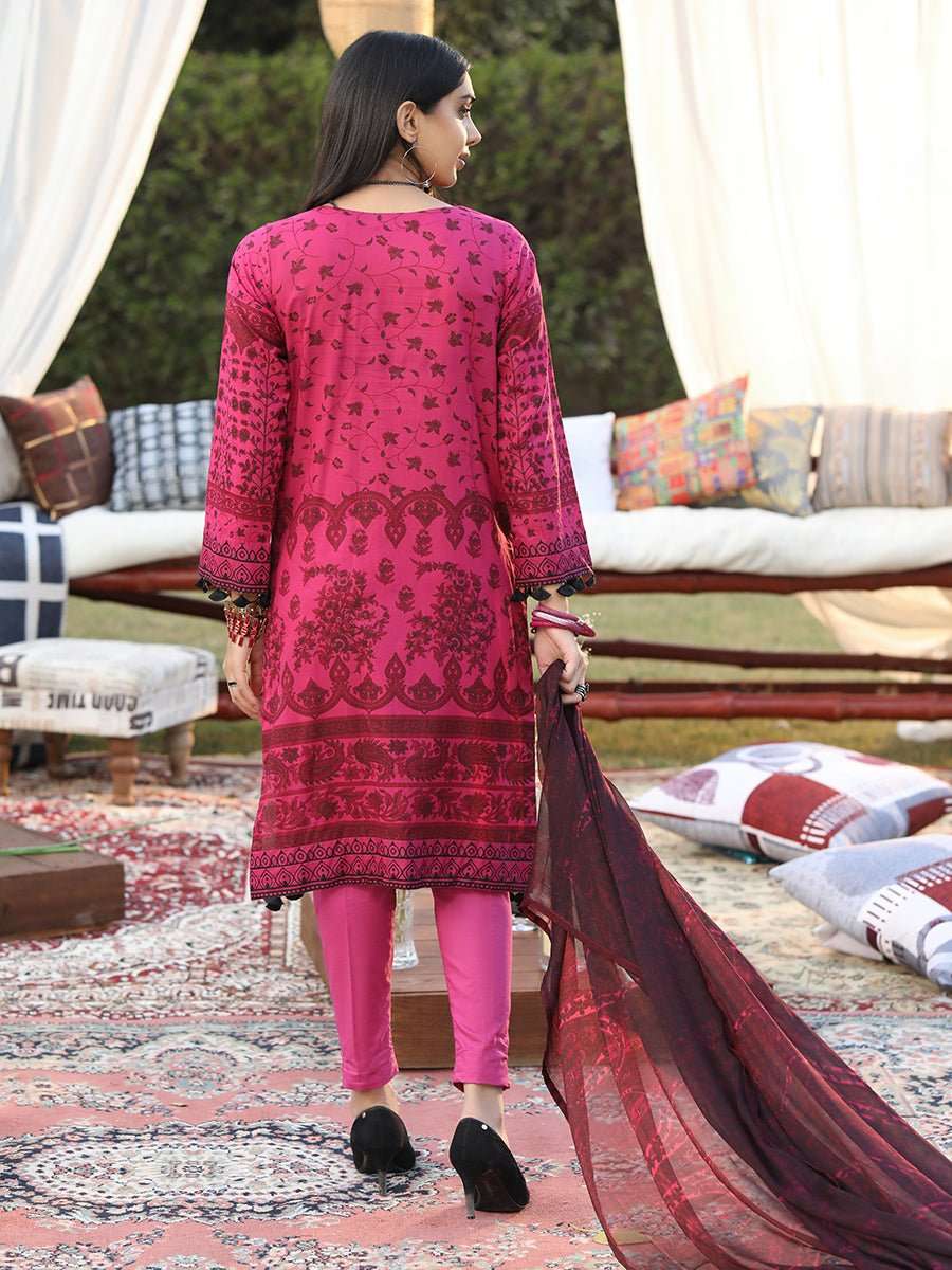 1 & Get 1 Free - Unstitched 3pc Printed Embroidered Lawn Suit