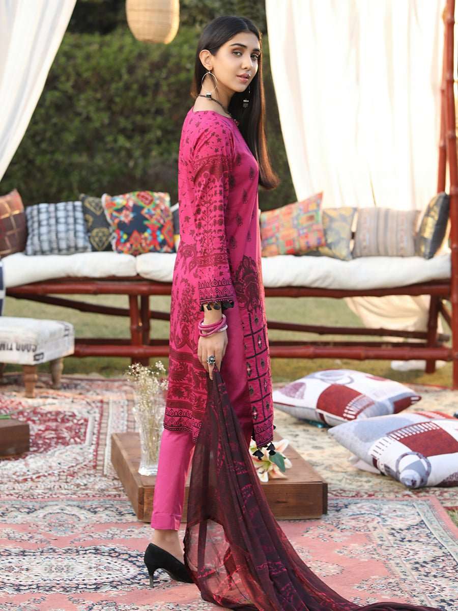 1 & Get 1 Free - Unstitched 3pc Printed Embroidered Lawn Suit