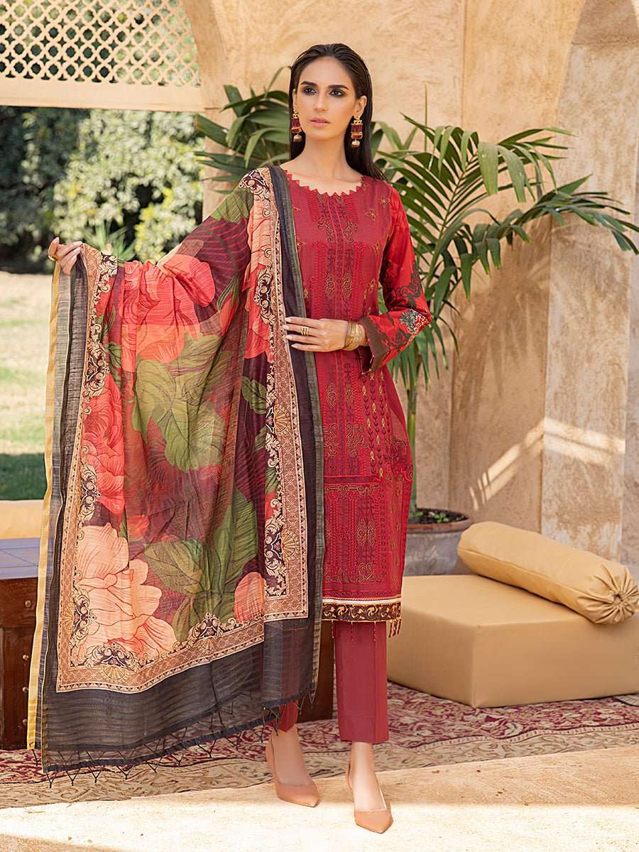 1 & Get 1 Free - Unstitched 3PC Lawn Embroidered Suit